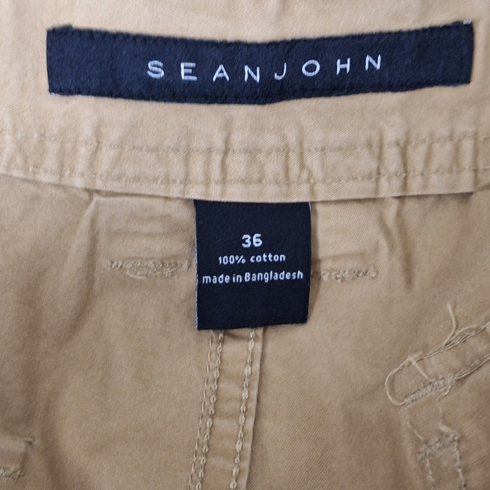 Sean John Men's Tan High Rise Gorpcore Grunge Drawstring Cargo Pants Size 36 - Picture 8 of 10